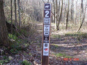 New carsonite sign on Sugar Mtn at top of Bald River section of BMT