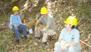 Ryan, Ron and Esther taking a break and eating lunch